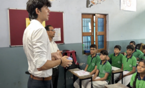 Explaining soil testing during an awareness session 